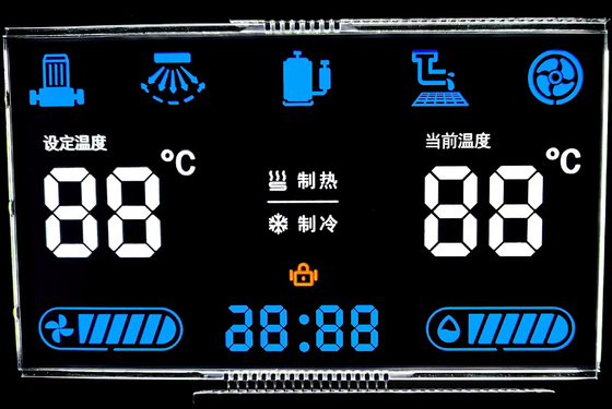 12 O Clock Negatief VA LCD Display Zwart Segment Digit Grafisch LCD Glas Va Panel Voor thermostaat