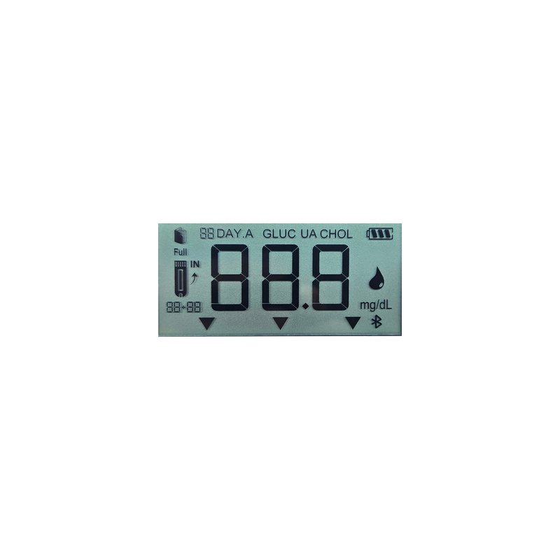 Aangepaste ROHS -conform LCD -display 7 Segment 3.0 Spanningsoverdrachtsegment LCD -display voor glucometer