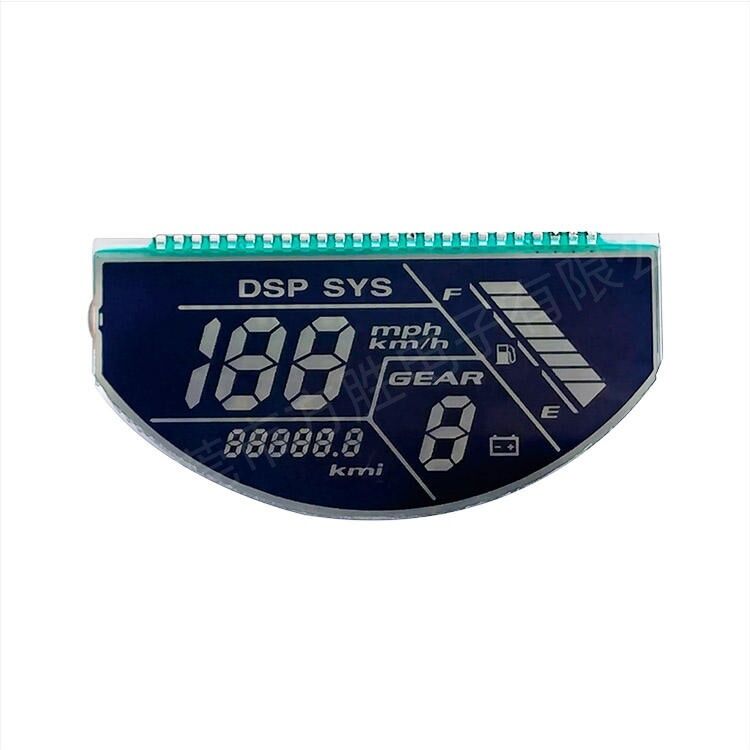 Aangepaste blauwe film motorfiets lcd-scherm lcd-monochroom displays halfrond snelheidsmeter lcd-scherm
