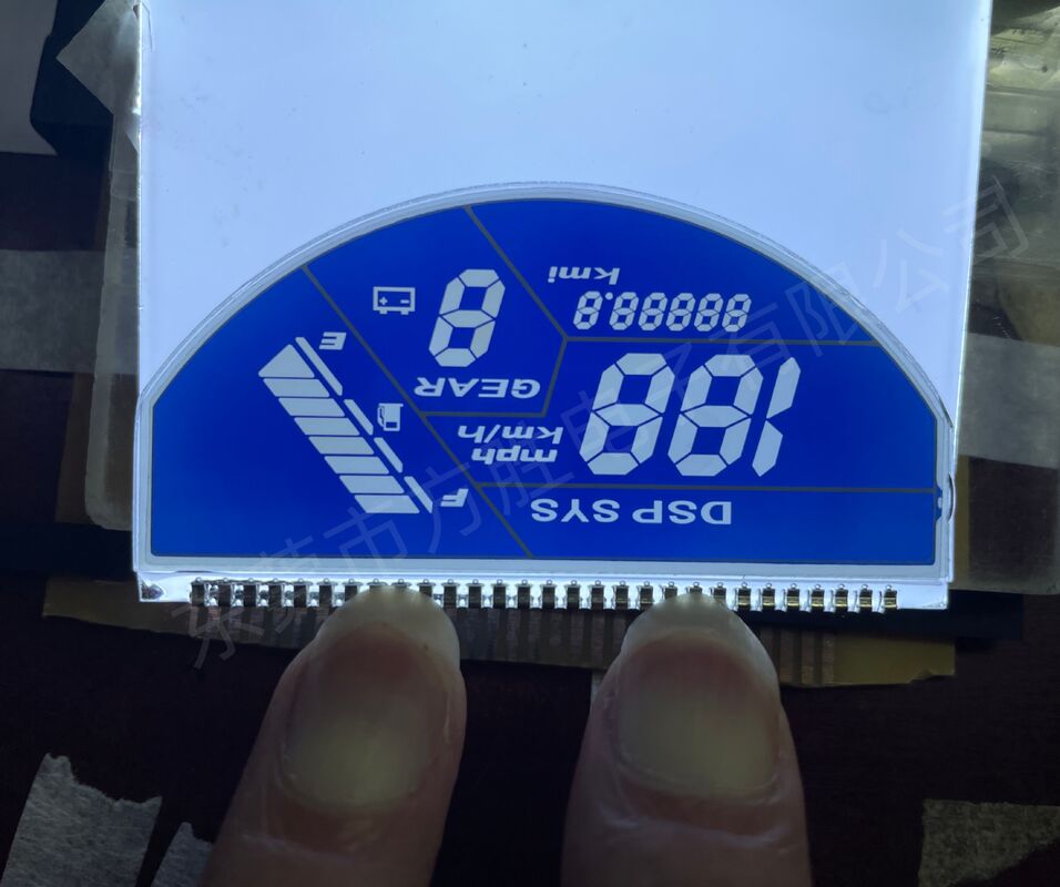 Aangepaste blauwe film motorfiets lcd-scherm lcd-monochroom displays halfrond snelheidsmeter lcd-scherm