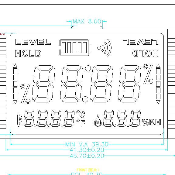Aangepast TN positief segment LCD-scherm voor thermometer en hygrometer Reflecterend positief segment LCD-displaypaneel TN STN FSTN-fabriek