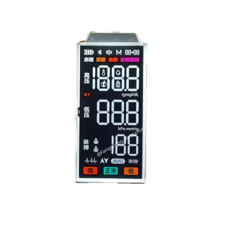 Aangepaste TN negatieve transmissieve type LCD TN LCD 7-segmentdisplays voor bloeddrukmeter