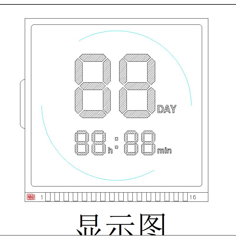 Aangepast TN LCD 2-cijferig 7-segment LCD-scherm Reflecterend positief LCD-schermpaneel voor timer