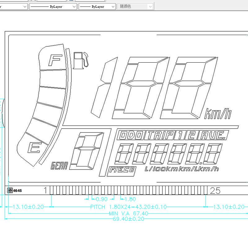 Aangepaste snelheidsmeter kilometerteller LCD-display 7-segment digitale displays voor motorfietsen en elektrische voertuigen (EV's)