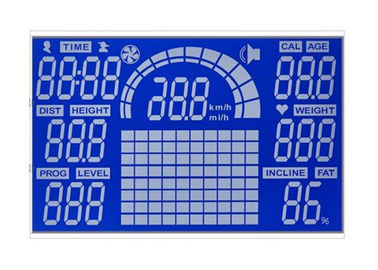 Aangepaste 7 Segmentlcd Vertoningshtn Negatieve Lcd Blauwe Backgound Vertoning voor Sport Equiment